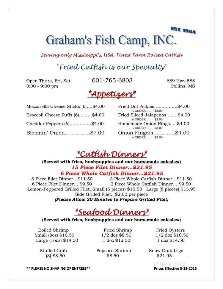 Graham's Fish Camp - Collins, MS